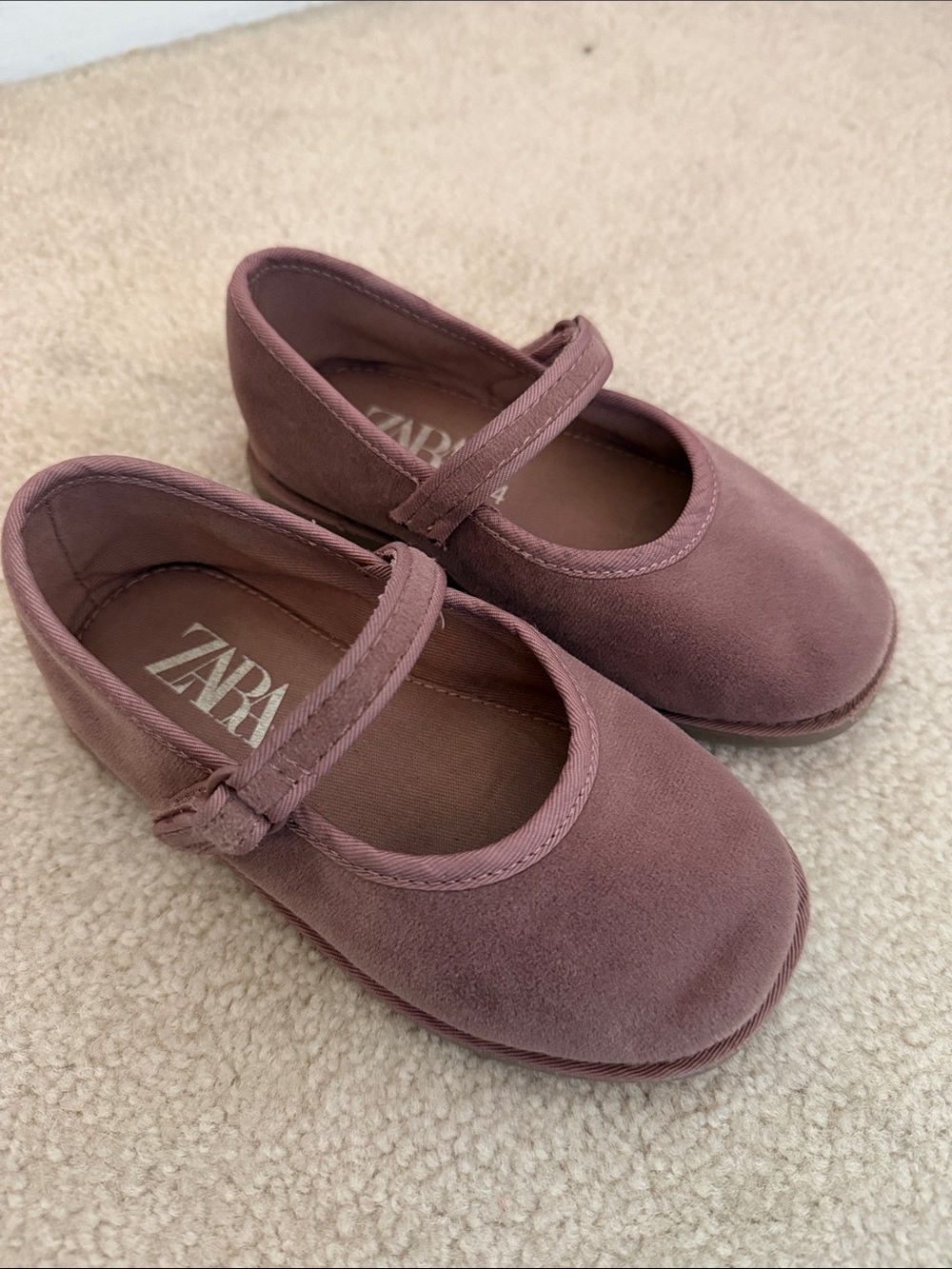 ZARA Mauve/Pink Velvet Mary Jane Shoes for Kids